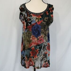 Desigual Lined Floral Tank Blouse - Sz L